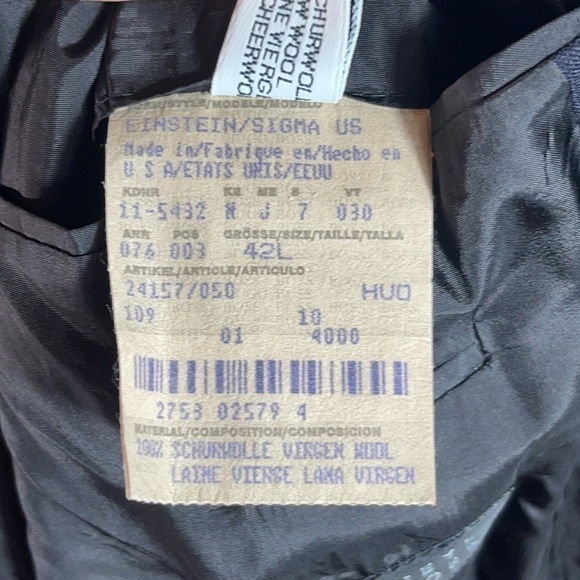 HUGO BOSS Barneys New York Wool Suit Jacket Navy Blue Blazer Men’s Size 42L - Picture 8 of 16